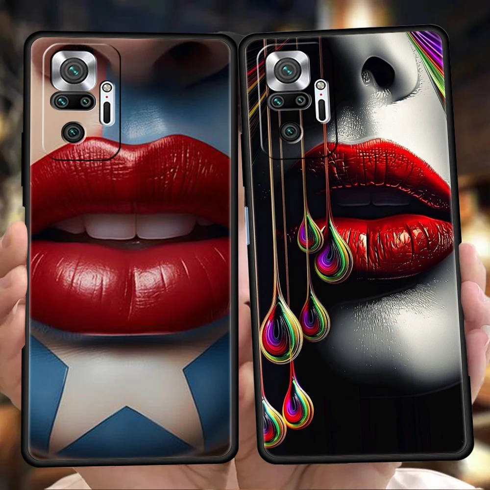 Kiss Lips Phone Case Cover for Redmi 13C 10C Note 13 12 10 11 Pro 7 8T K40 K50 Gaming Pro Plus Silicone Soft Shell Fundas Capas