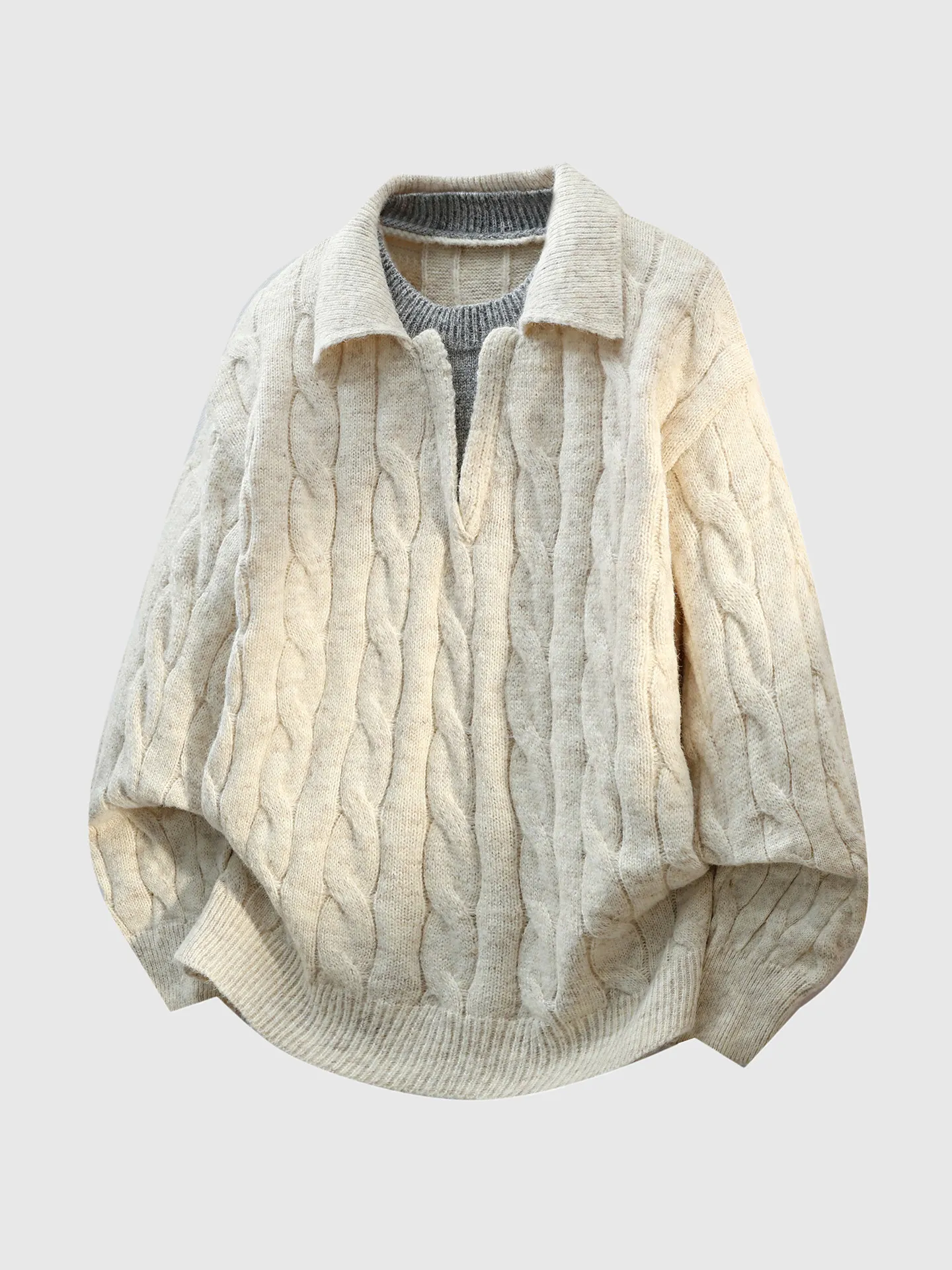 

Мужской свитер DUKEEN из плотной вязки с эффектом многослойности, V-образным вырезом и воротником, теплый зимний пуловер в винтажном стиле