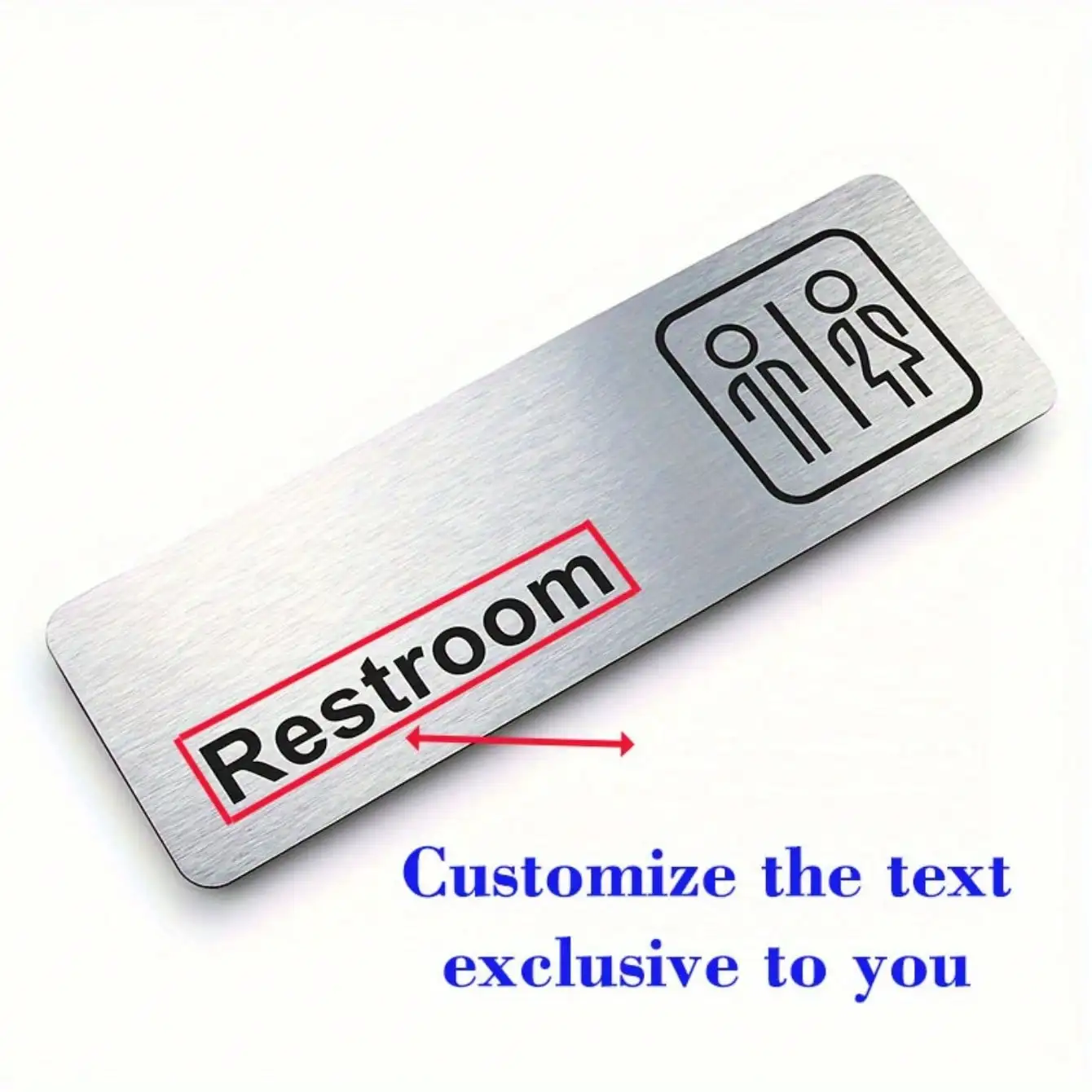 

Brushed Aluminum Bathroom Sign 16x4 inch Waterproof Metal Plate Modern Office Wall Decor Commercial Grade Easy Installation