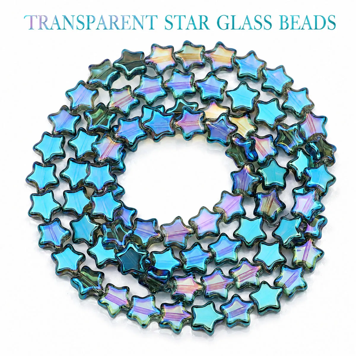 8mm 40/80/120Pcs Transparent Green Star-shaped Crystal Glass Beads for Jewelry Making Bracelet Necklace Keychain DIY Accessories