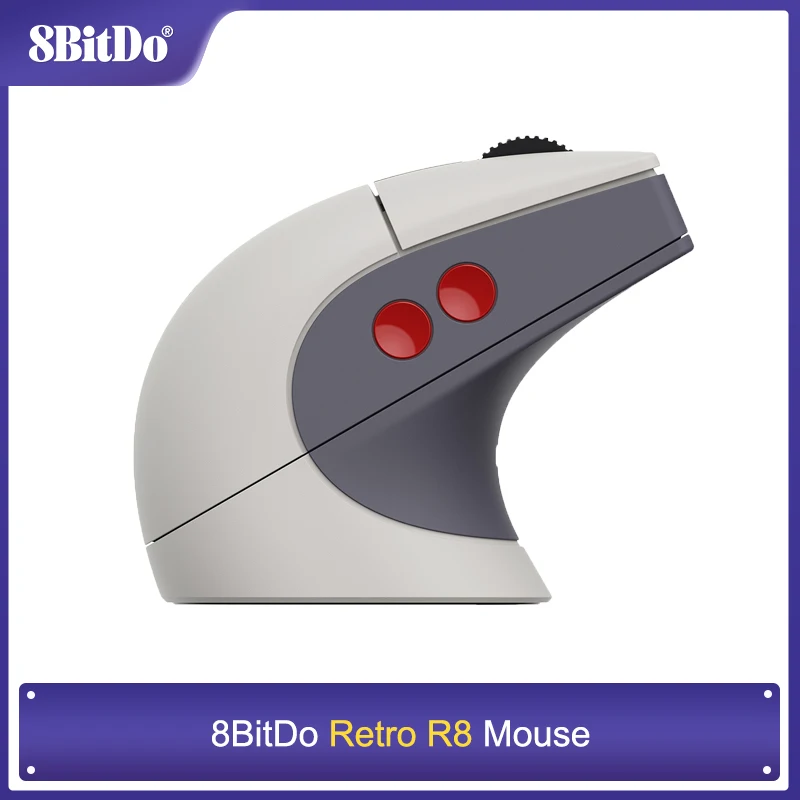 Mouse 8BitDo Retro R8 con sensore ottico PAW 3395 DPI 26K, mouse polling wireless 4K con dock di ricarica, pulsanti programmabili