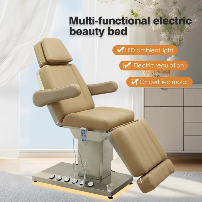 beauty salon furniture facial spa massage table 3 motors electric reclining cosmetic extension bed