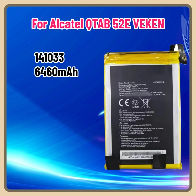 

3.85V 6460mAh 141033 Battery for Alcatel QTAB 52E VEKEN 141033 Mobile Phone Battery