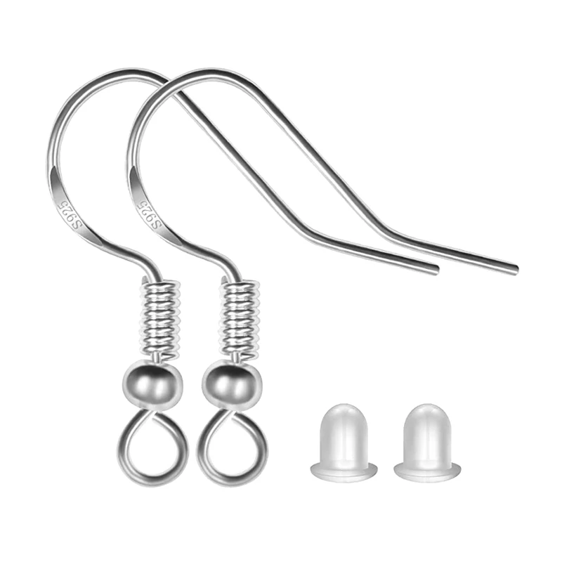 50Pcs Gold Ear Hook,50Pcs Silver-Color Ear Hook,100Pcs Earplugs 925 Steel Stamp DIY Handmade Earring Material