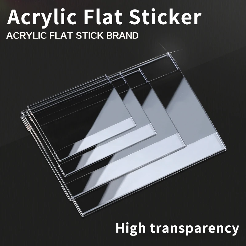 10pcs Clear Acrylic Wall Mount Shelf Sign Holder Price Card Tag Label Counter Top Display Stand With Adhesive Tape Sticker