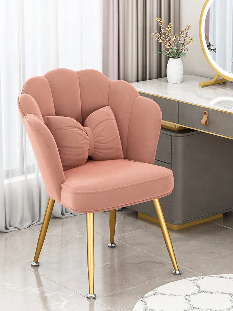 Nordic Dining ChairsFurniture Dinning Chairs Living Room Furniture Bedroom Pink Chair Vanity Chair Dresser Stool With Cushion