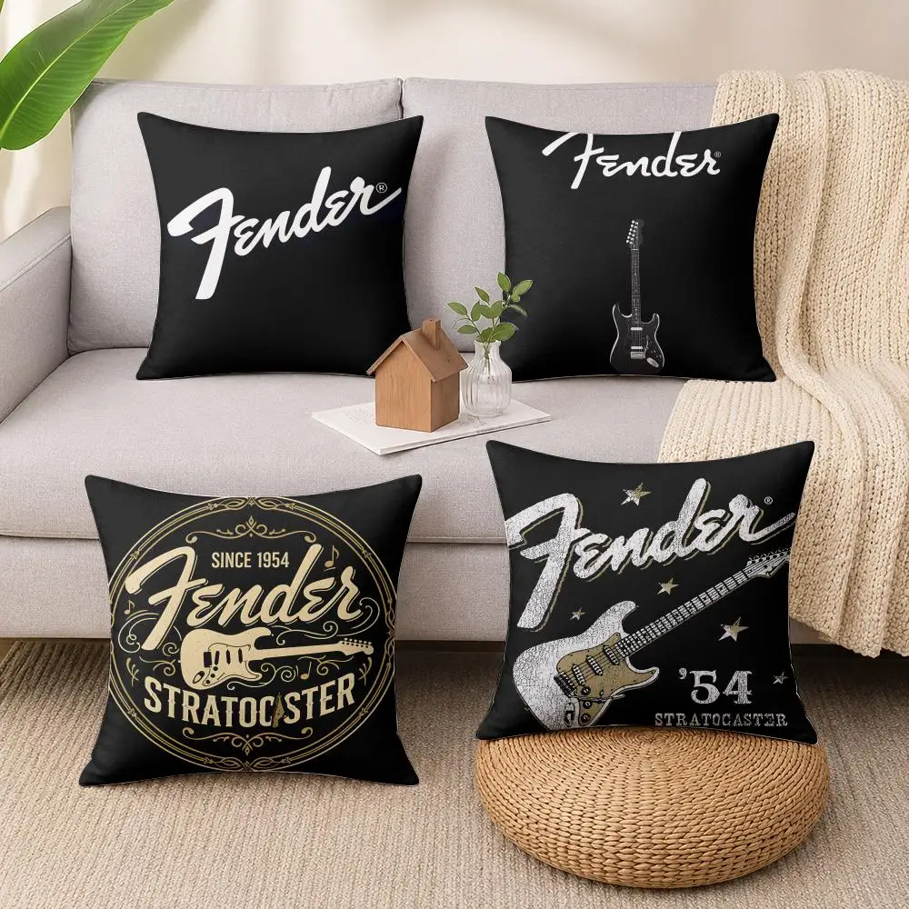 Fahsion Guitar F-Fenders Cushion Cover Wrinkle-Resistant Short Plush Cushion Covers Breathable Machine-Washable