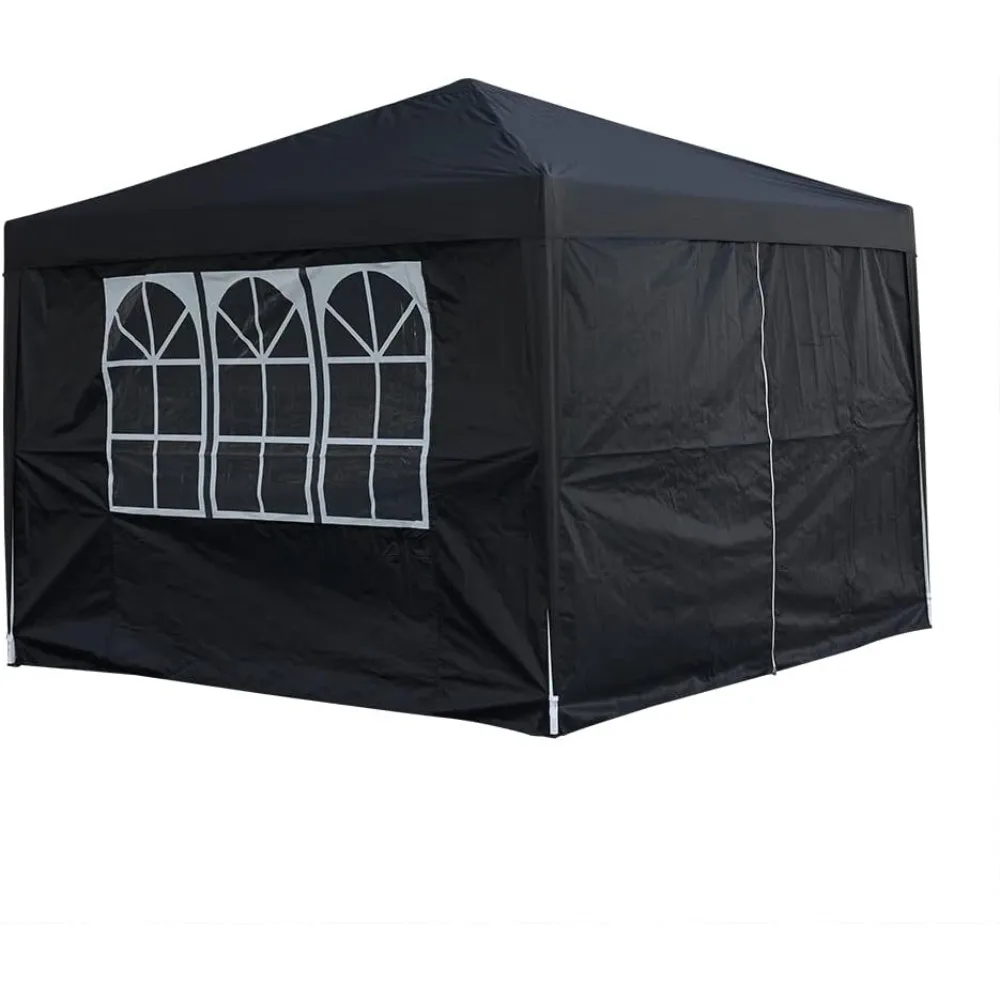 Gazebo emergente 10''x10'' Toldo impermeable para jardín al aire libre Toldo para tienda de campaña y bolsa de transporte 3 x 3 m (negro)