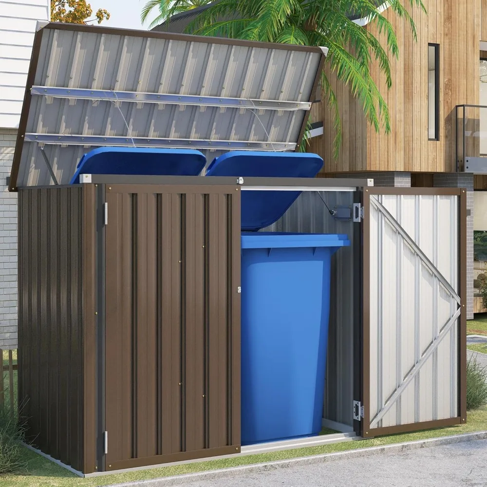 

Outdoor Trash Can Storage Bike Shed, 46 Cu.Ft Trash Can Storage Shed Outdoor Garbage Storage,Bicycle Sheds & Outdoor Storage