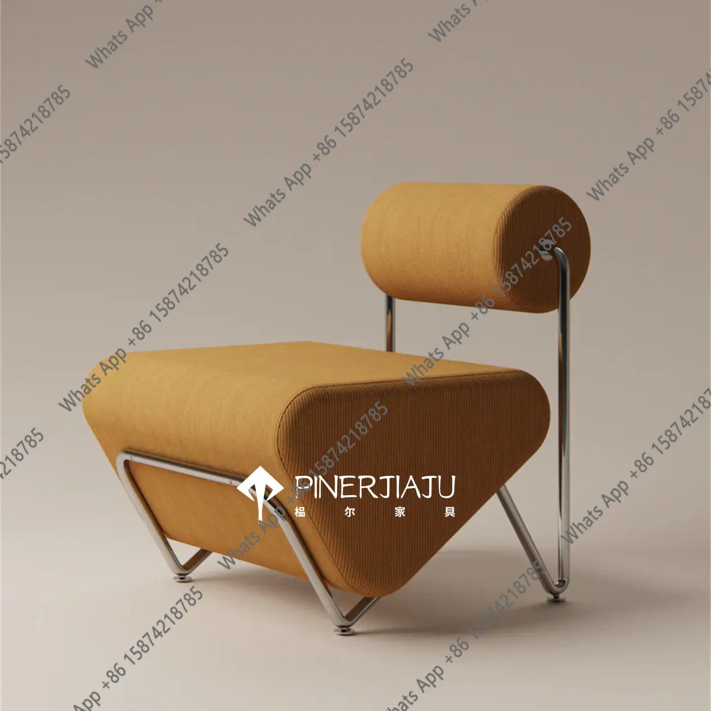 cf Designer Cylinder Backrest Leisure Chair Stainless Steel Frame Fabric Soft Bag Sofa Chair Fashion