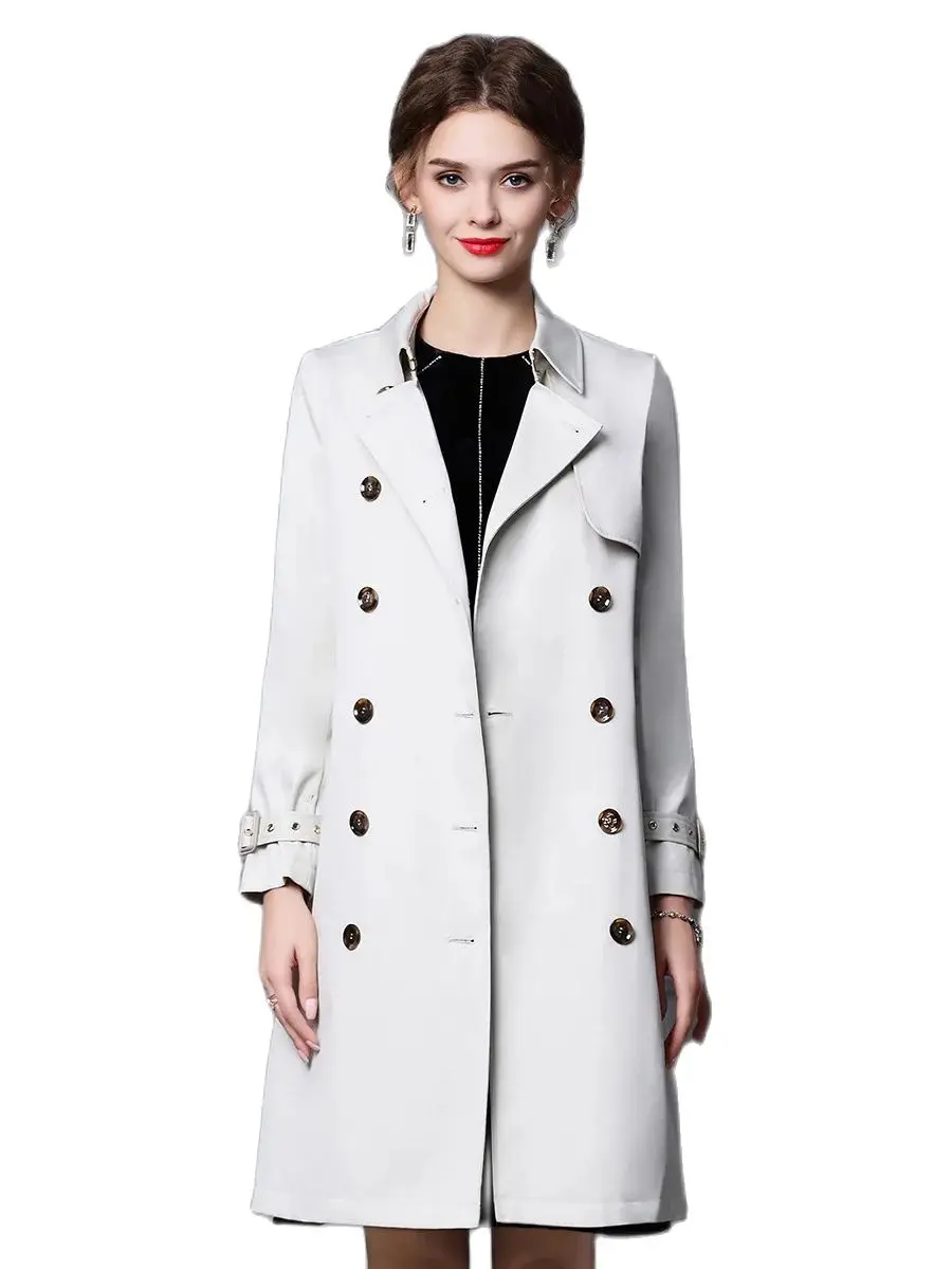 Women's windbreaker 2024 New in coats spring fashion high-end slim medium and long double-breasted Trench coat 24042