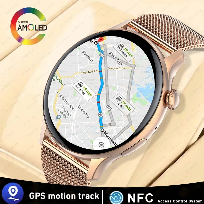 2025 Nieuwe NFC GPS Smart Horloge Vrouwen 1.43 Inch AMOLED 466*466 HD Scherm Altijd Weergave Sport Horloge Vrouwen Bluetooth Oproep Smartwatch