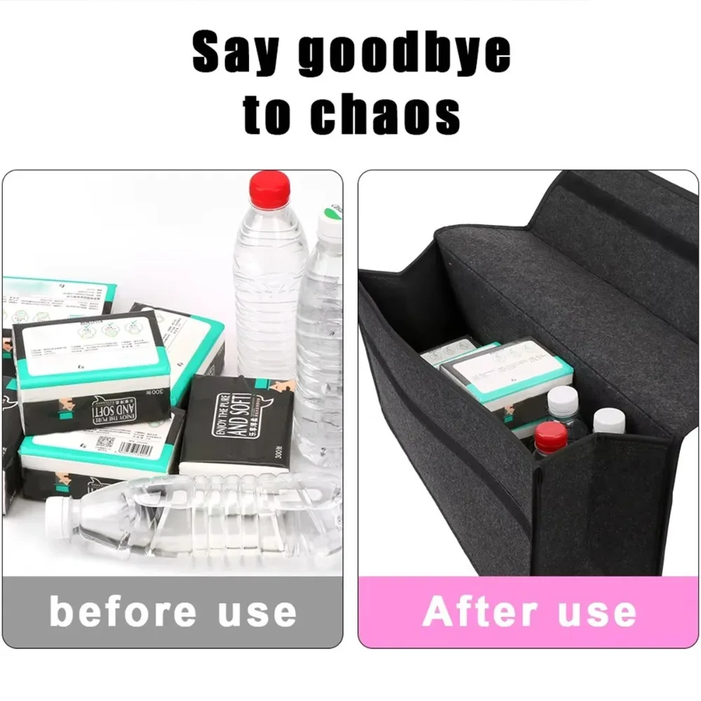 Dark gray car felt storage box, car storage bag, thickened soft felt storage box, household storage box image 2