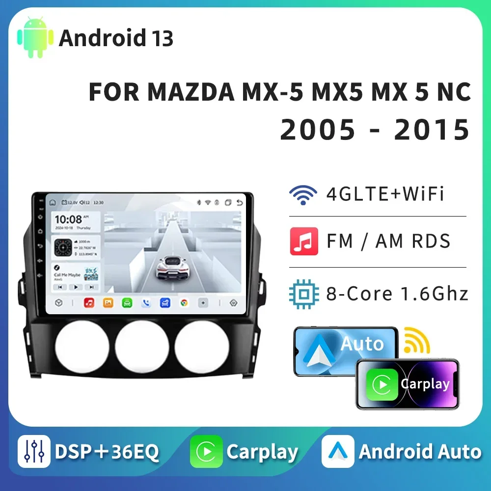 HTZM Carplay Car Radio For Mazda MX-5 MX5 MX 5 NC 2005 - 2015 Car Navigation GPS Android Auto Multimedia Player DSP Stereo