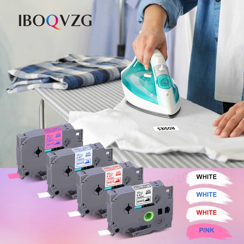 Compatible for Brother P Touch TZe-FA3 TZe-FA231 Fabric Iron on Label Tape TZeFA3 TZ-FA3 12mm White on Blue Label Printers