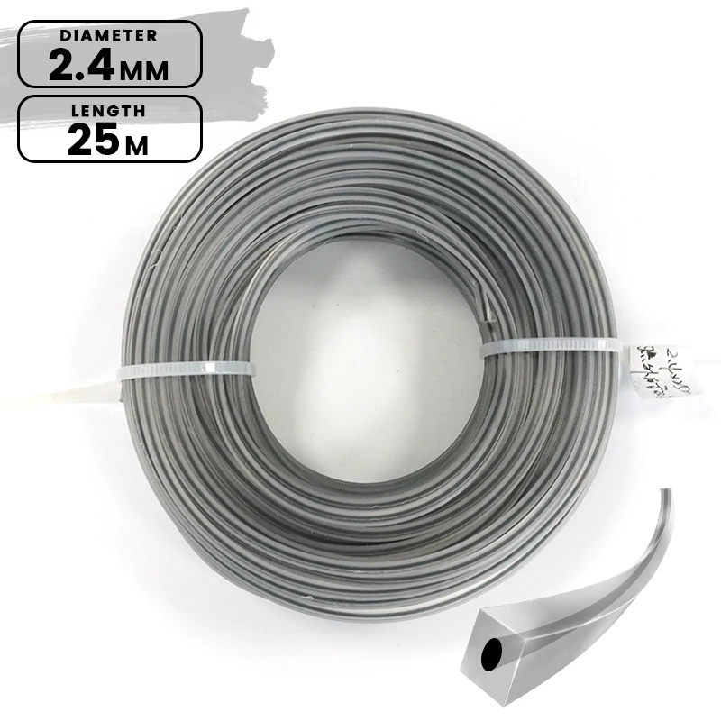 Imagem -06 - Lusqi-corda de Cortador de Grama de Alta Eficiência Quadrada de Nylon Linha de Aparador Acessório de Lâmina Carretel de Brushcutter 25m x 24 mm