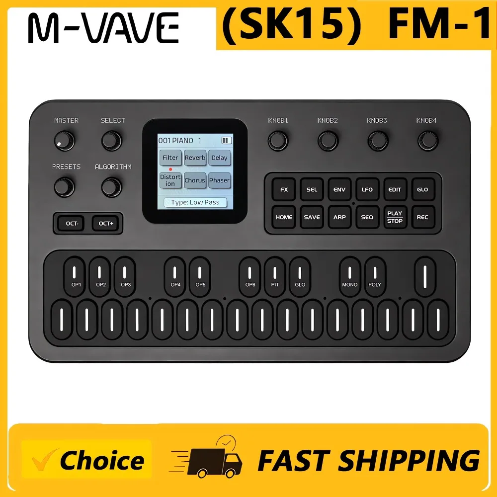 In STOCK M-VAVE（SK15）FM-1 Synthesizer Portable Handheld Sound Source 128 Presets Built-in Speaker Battery Powered