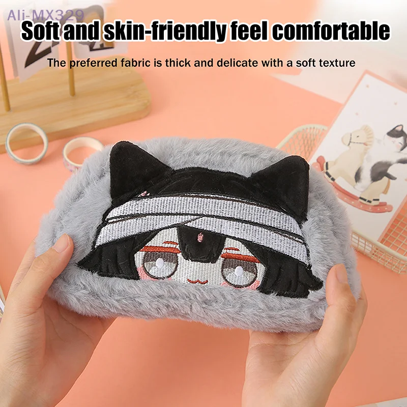 {MX} مقلمة من القطيفة باللون الرمادي الكرتوني ذات سعة كبيرة وحقيبة أقلام منظم أدوات مكتبية وحقيبة تخزين المكياج #2