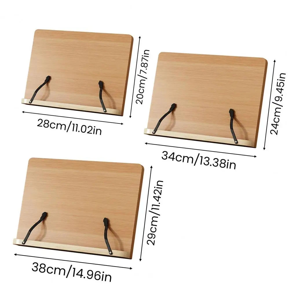 Wooden Desktop Book Holder 8 Levels Adjustable Reading Holder with Page Clip Music Score Cookbook Recipe Laptop Tablet Holder