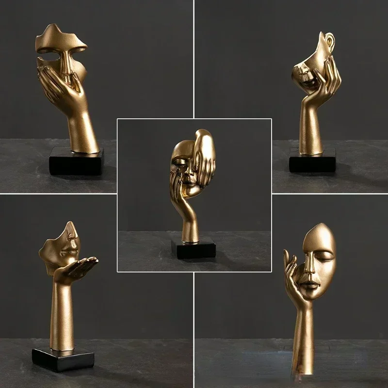 

Nordic Art Crafts Abstract Statue Resin Sculpture Miniature Figurines Face Character Desktop Ornaments Home Office Decoration