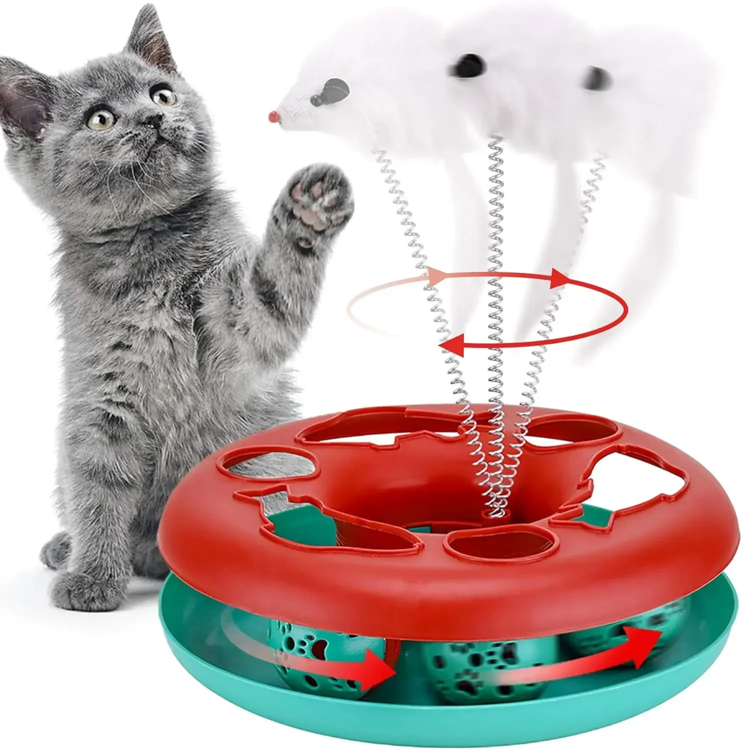 Cat Toys for Indoor Cats,Interactive Kitten Toys Roller Tracks with Catnip Spring Pet Toy with Exercise Balls