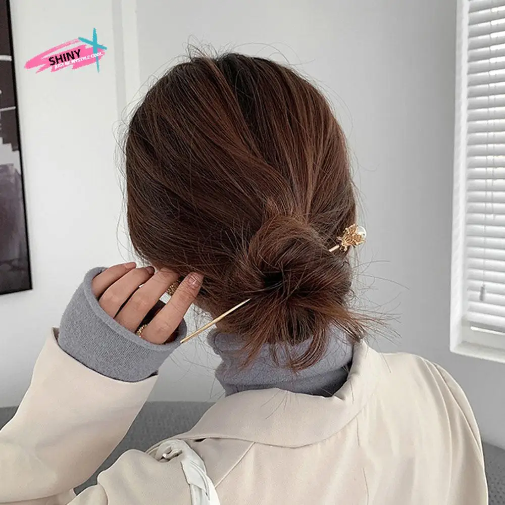 

Women Elegant Pearl Headwear Vintage Chinese Style Hairpin Hair Accessories Hair Clip Hair Sticks