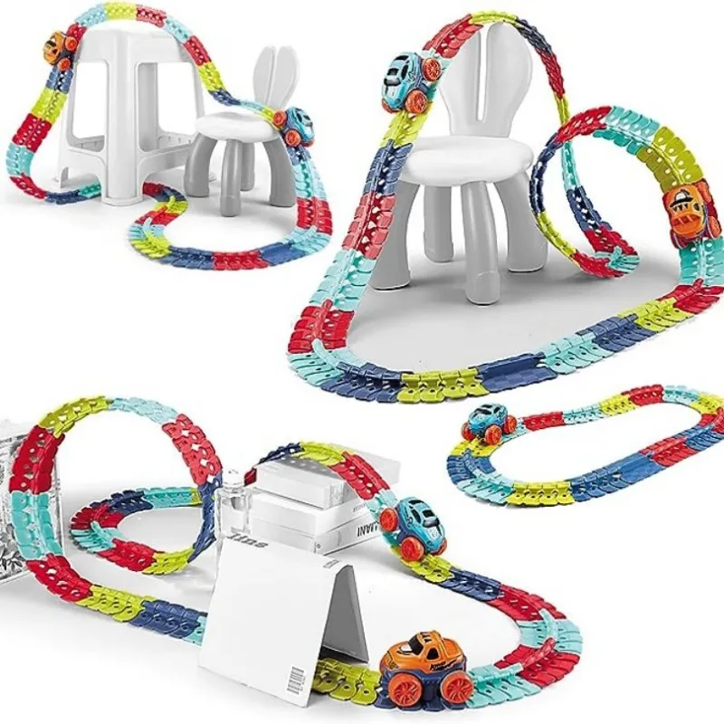 Anti Gravity Car Track Variable Flex Track Roller Coaster Toys Anti Gravity Runway Glide Electric Train Puzzle Toys