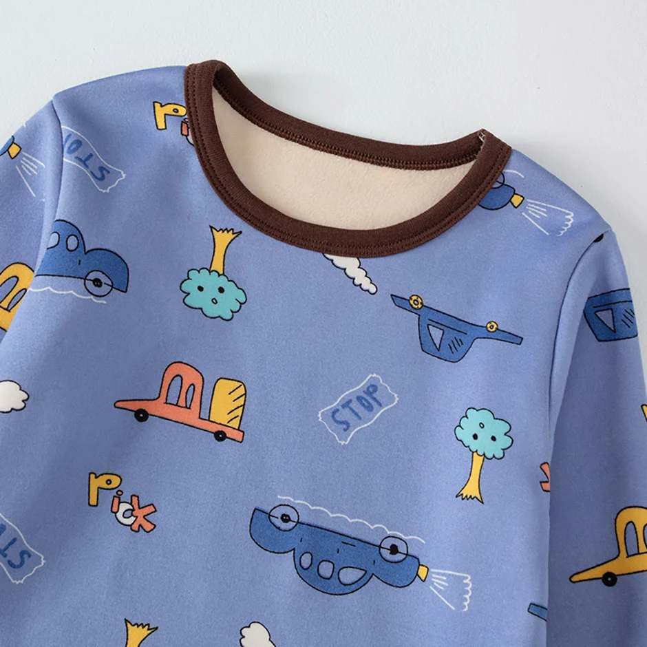 2-teiliges Herbst- und Winter-Kinder-Plüsch-dickes warmes Heim-Unterwäsche-Set für Jungen und Mädchen, lustige und niedliche Oberteile, bequeme Hosen – Detail 30