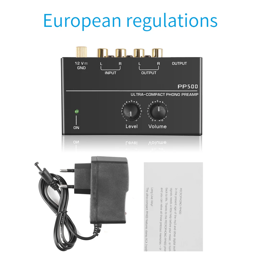 PP500 Phono Voorversterker Voorversterker Hoofdtelefoon Voorversterker Microfoon Vergroten Mixer met Niveau Volumeregeling voor Vinyl Draaitafel