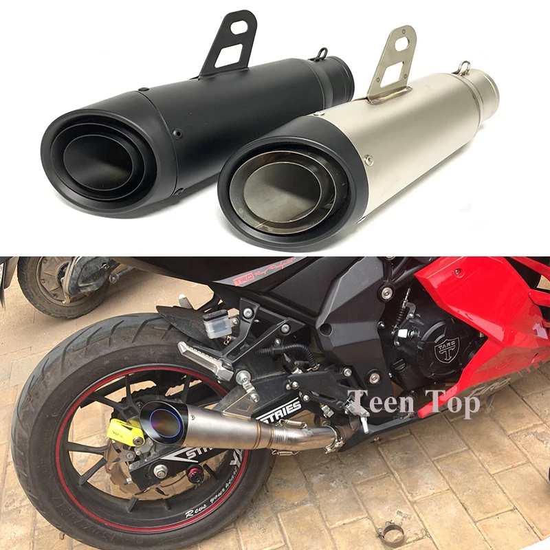 

Stainless 51mm Muffler Universal Motorcycle Exhaust Silencer R1 R3 Ninja400 ER6N Exhaust Elbow Pipe NINJA50 SV650 Escape Moto