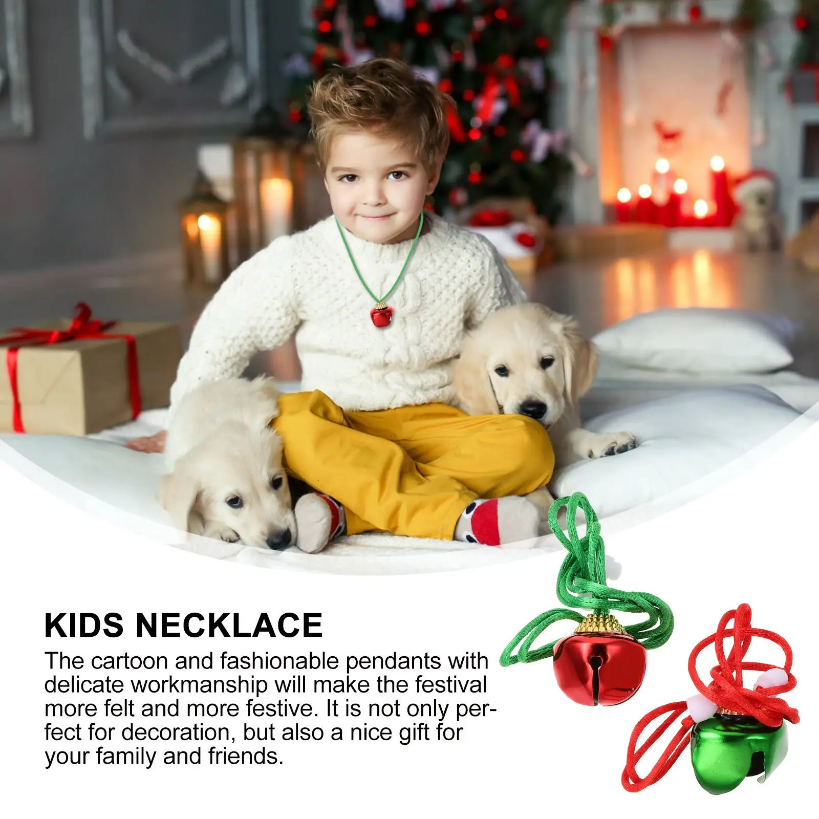 

10Pcs Xmas Bell Hanging Necklace Jewelry Pendant for Children Girls Women Festive Party Decor Dance Accessory Cute Gift Idea