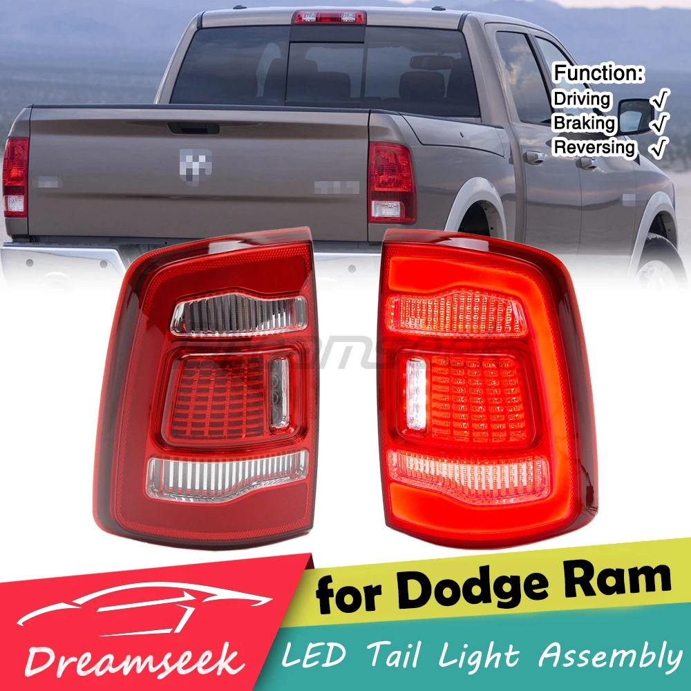 Pair LED Rear Brake Tail Light Assembly For Dodge Ram 1500 2009-2018 Reversing Driving Lamp With Turn Taillight Auto Accessories