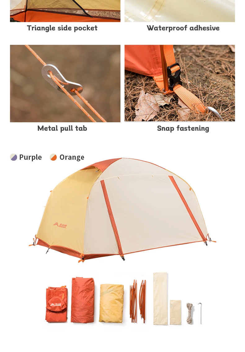 BISINNA Camping Tent 1-2 Person Portable Double Layer 210T Polyester Waterproof Backpacking Tent for Outdoor Hiking Beach Travel