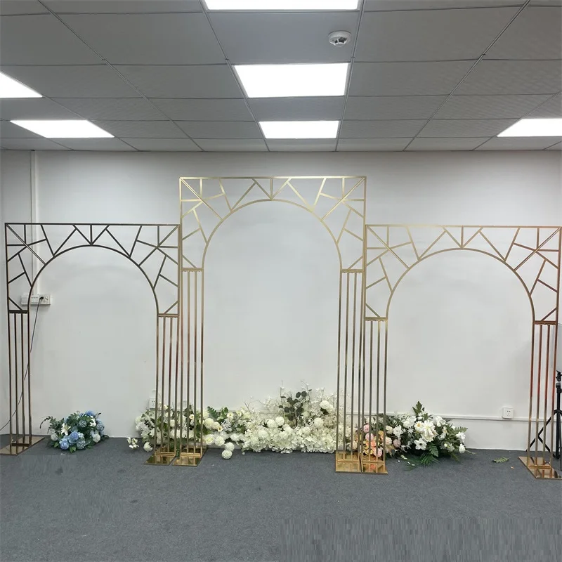 

Metal Wedding Flower Arch Frame, Circle Gold Props, Stage Background, Wreath Backdrop, Round Square Arch, Wedding Decoration