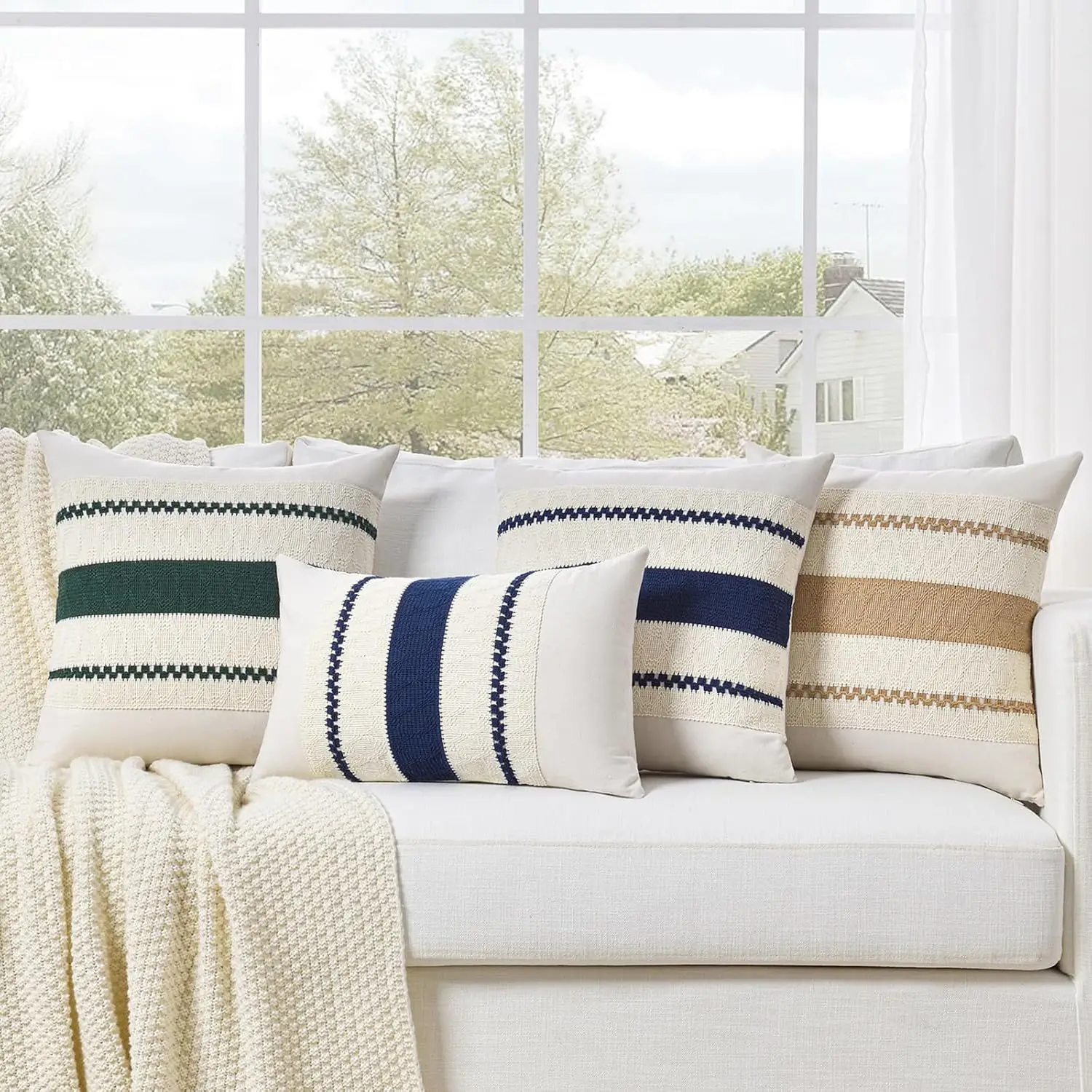

30X50/40x40cm Fringed Pillow Cover Middle Wide Strip Multi-size Seat Cushion Cover Light Luxury Bohemian Decorative Pillowcase