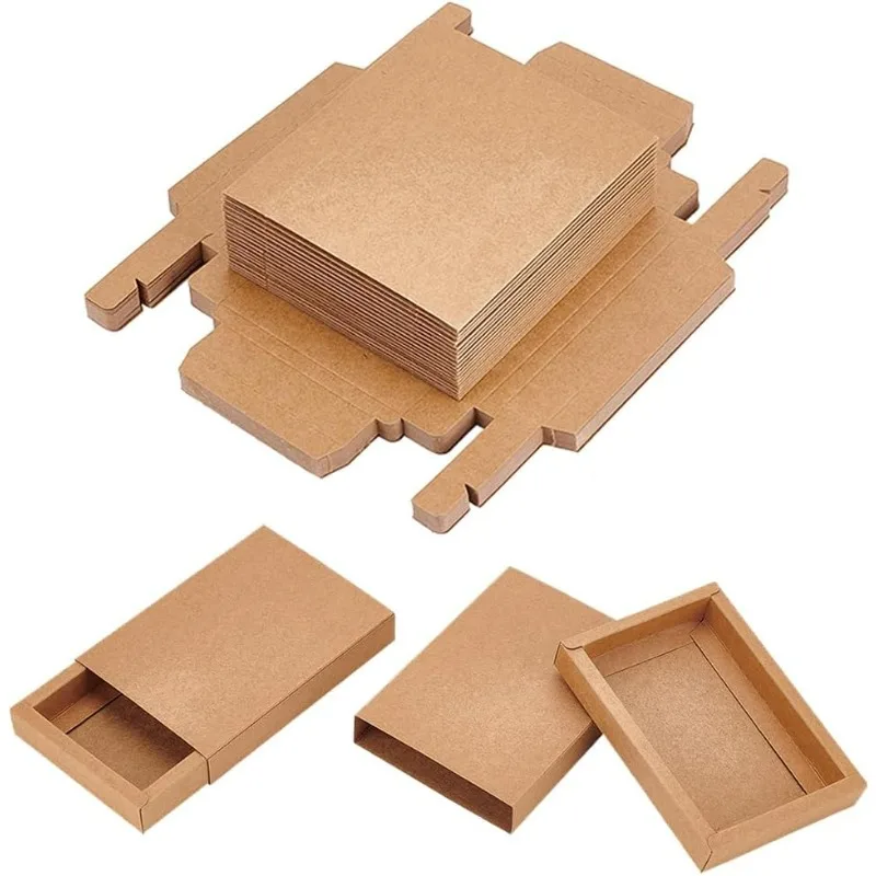 

20 Pack Brown Kraft Paper Drawer Boxes 5.3x3.8x1 Inch Rectangle Kraft Paper Gift Box Cookie Boxes for Wedding Party Gifts