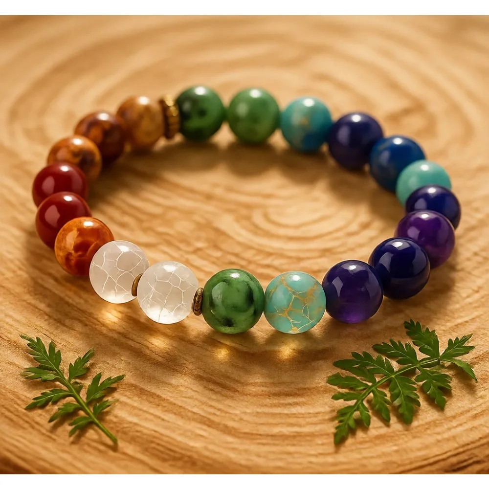 

Набор из трех браслетов с 7 чакрами для женщин, 8 мм, из натурального камня, для йоги, украшения из драгоценных камней