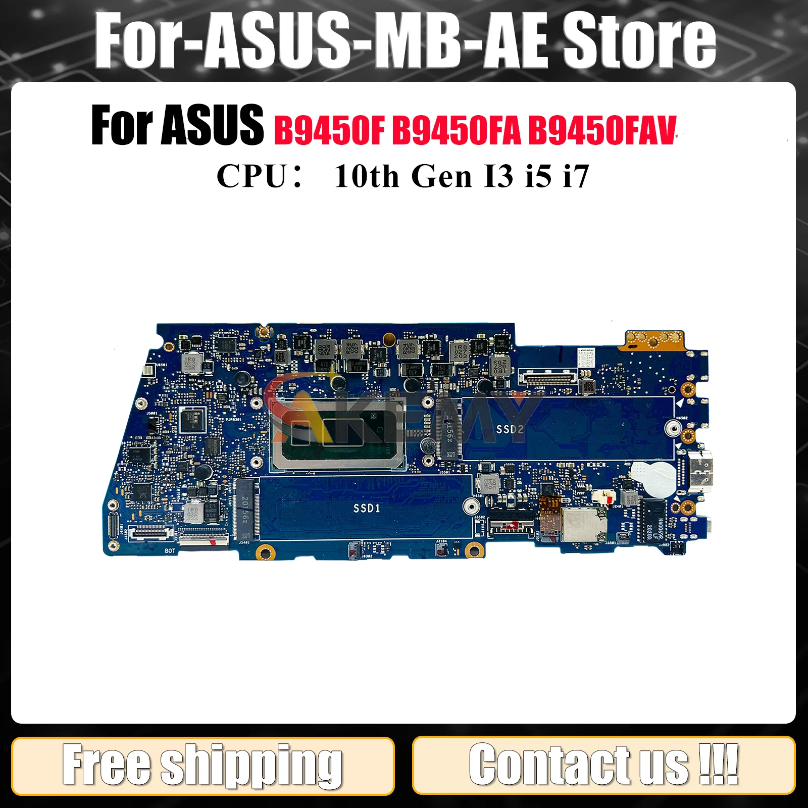 

B9450FA Материнская плата для ноутбука ASUS ExpertBook B9450FA B9450F B9450FAV Материнская плата для ноутбука с 10-го поколения I3 i5 i7 100% тестирование ОК