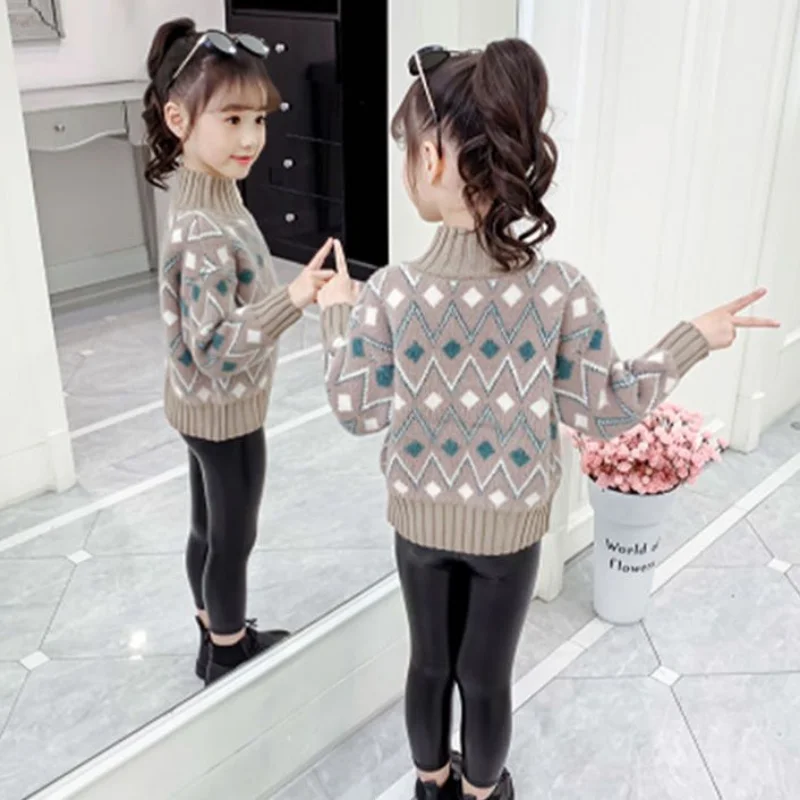 Girls Sweater Thickened Fleece and Autumn Winter 2023 New Children\'s Clothing Fashion Girls Baby Sweater 4 5 6 7 8 9 10 12 Years