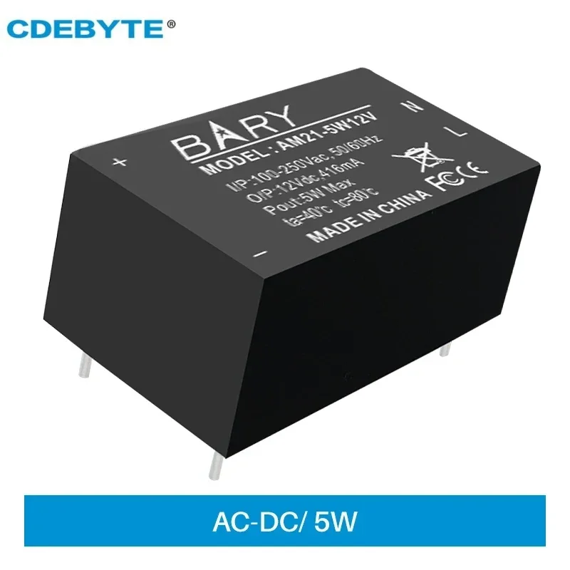 

AC-DC Buck Power Supply Module 100V 250V To 5V 5W 416mA Step-down Voltage AC Isolation Stabilized CDEBYTE AM21-5W12V