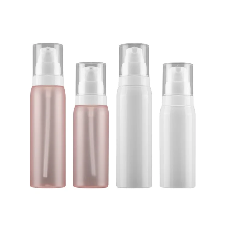 100ML 120ML Packaging Empty Plastic White Pink Bottle Lotin Press Pump With Clear Cover Portable Refillable Cosmetic 20Pieces