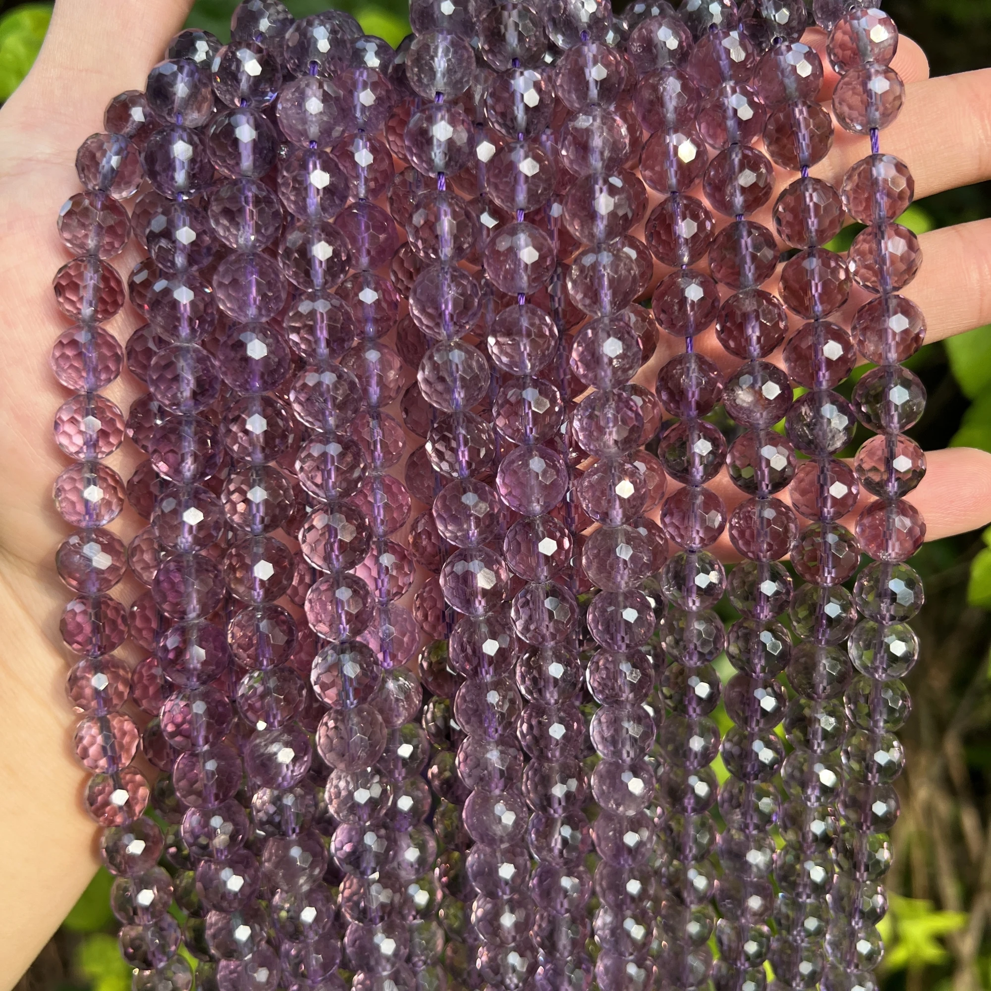 10MM Natural Brazilian Amethysts Purple Crystal Round Faceted Loose Beads For DIY Bracelet Necklace Jewelry Making MY240401