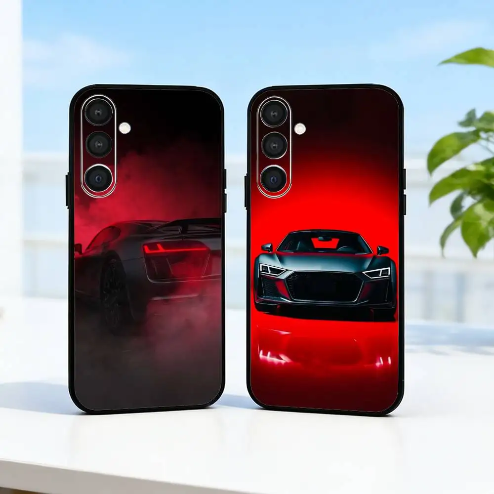 

R-R8 V10 Engine Sound Graphic Phone Case For Samsung A73,A21s,A22,A31,A32,A52,A53,A71,A80,Soft Black Shell