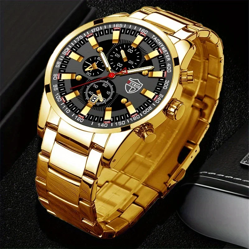 5p/set أزياء رجالية ووتش مجموعة الأعمال عارضة الأزياء سبيكة كوارتز ووتش مجموعة الرجال هدية