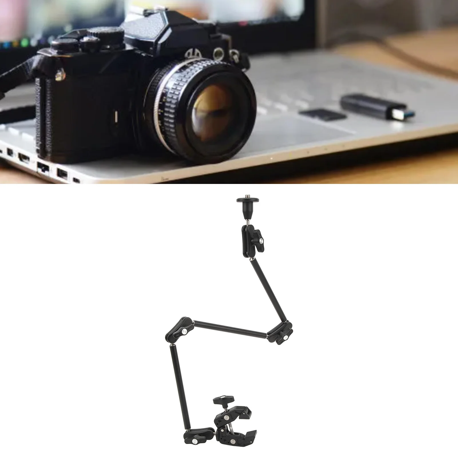 Articulating Arm Adjustable Articulating Friction Arm Super Clamp with 1/4 Inch 3/8 Inch Thread for SLR Cameras