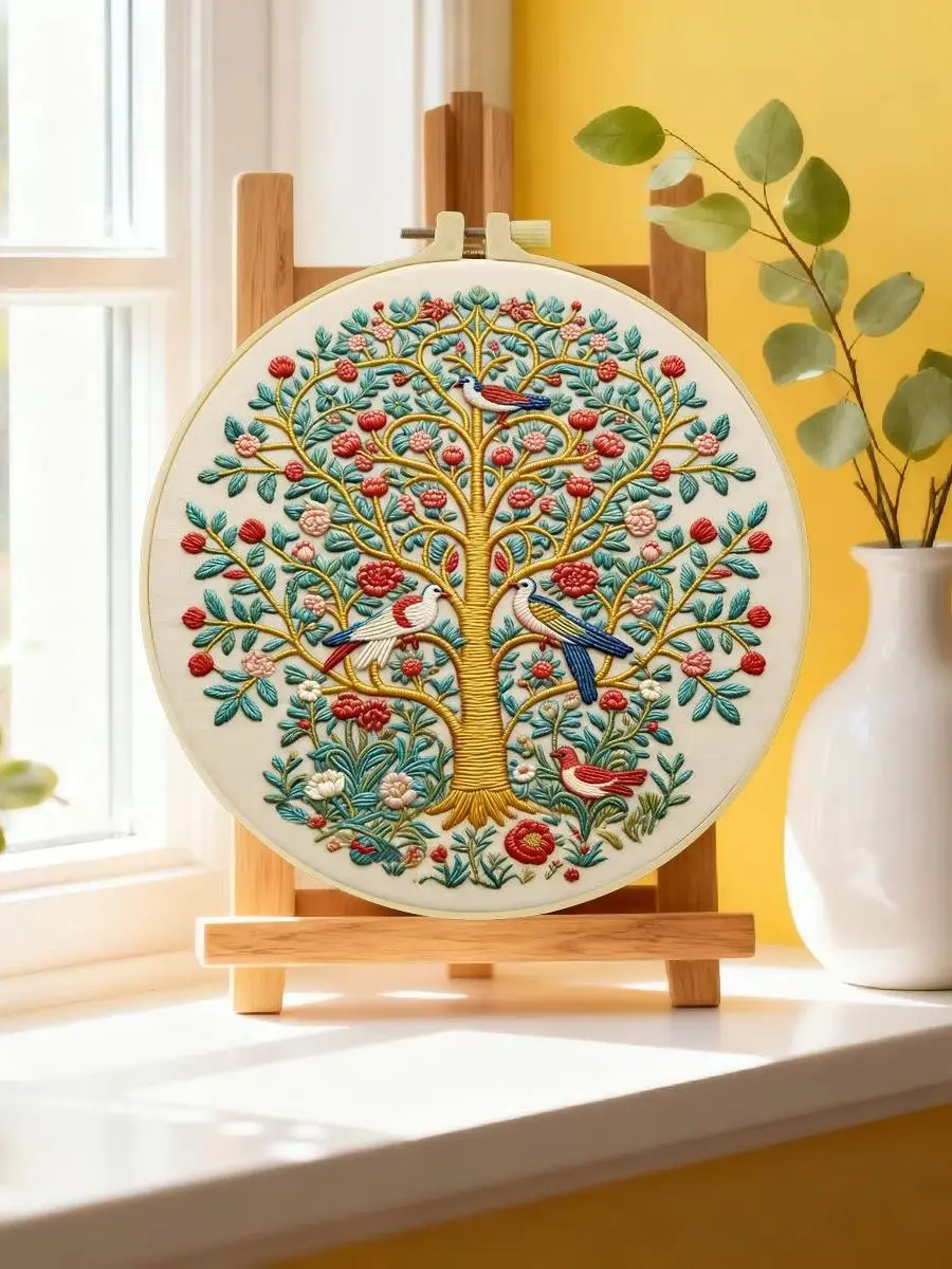 1 Stück 20X20CM/15X15CM 7,87/6,3 Zoll Baum des Lebens Stickerei Starter-Kit DIY-Kit DIY-Stickerei-Set Handarbeiten Nähkunst – Detail 6