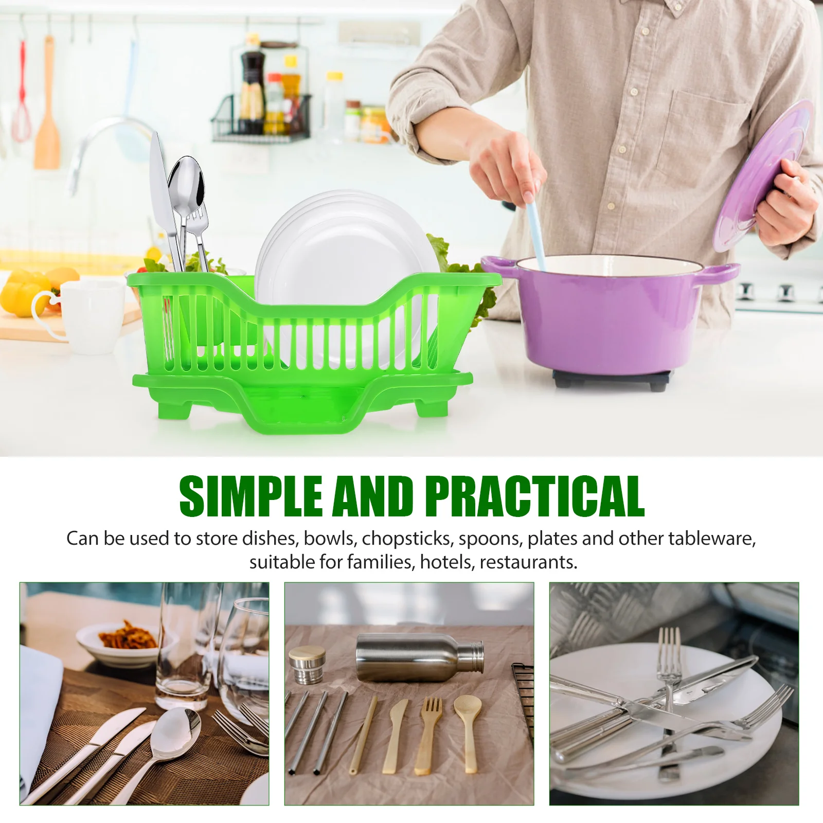 Filters Drying Rack Kitchen Shelf Household Dish Drainer Draining Gadget Storage Basket Sink Simple Style Bowl Blue Plastic