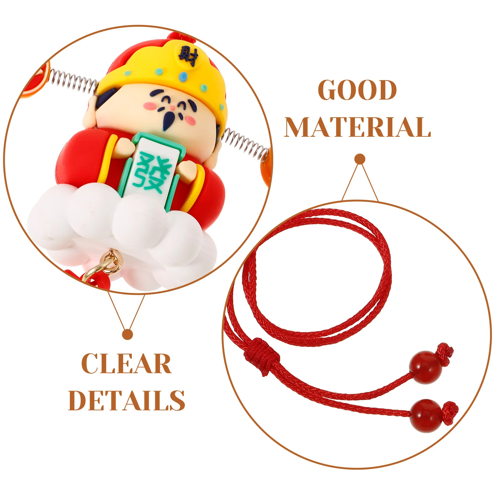 

God of Wealth Car Hanging nament Lucky Charm Decorations PVC Material Rearview Mirror Accessories Car Interior Aesthetic
