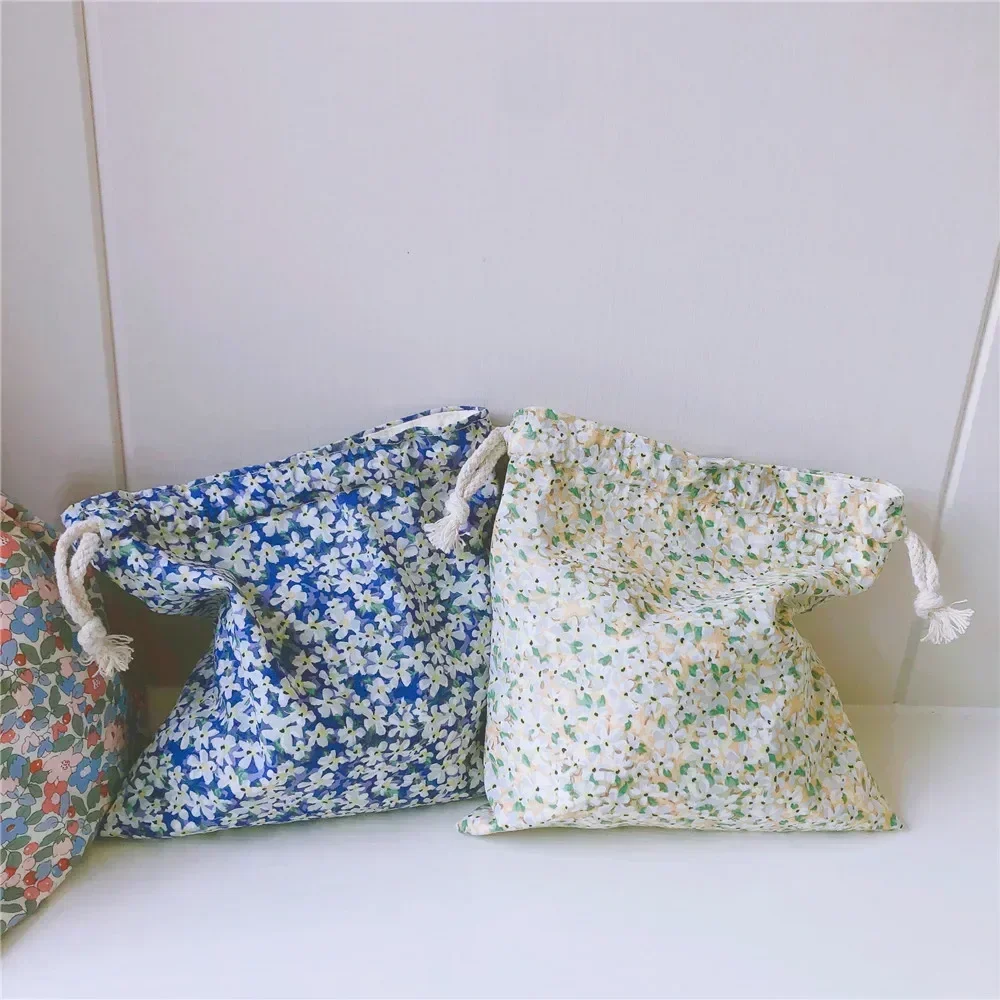 SE21 bolsa de cosméticos con cordón Floral para mujer, organizador de maquillaje de algodón portátil