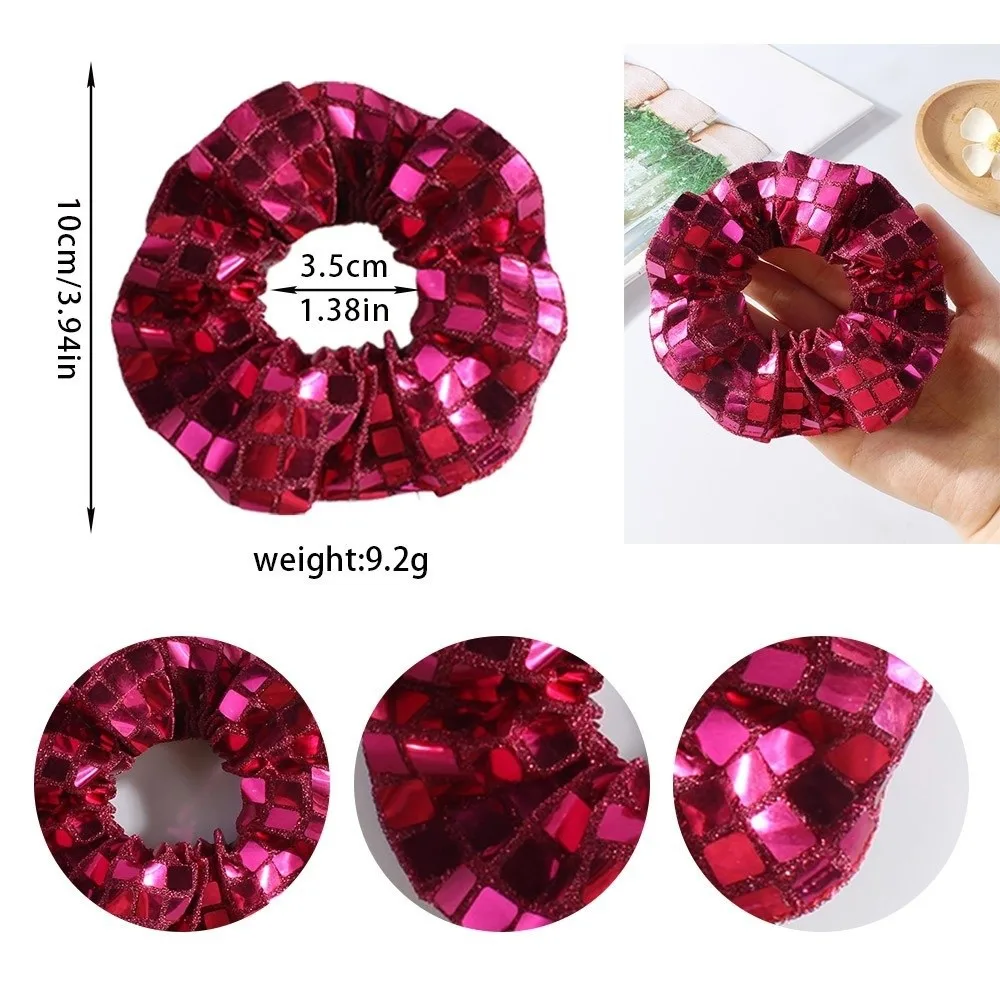 ยางรัดผมแบบสี่เหลี่ยมประดับเลื่อม 6 ชิ้น ดีไซน์จีบระยิบระยับ ขนาดใหญ่ สำหรับมัดผมหางม้า